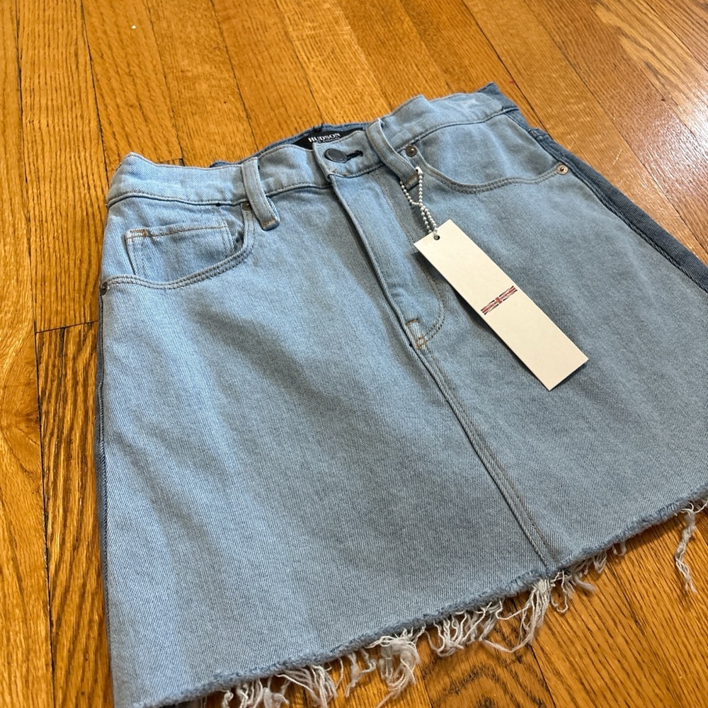 Hudson Jeans Two-Tone Denim Mini Skirt - Picture 2 of 5